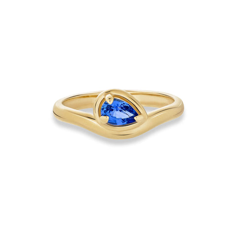 Stone and Strand 10K Yellow Gold Sapphire Raindrop Merge Ring Front Image