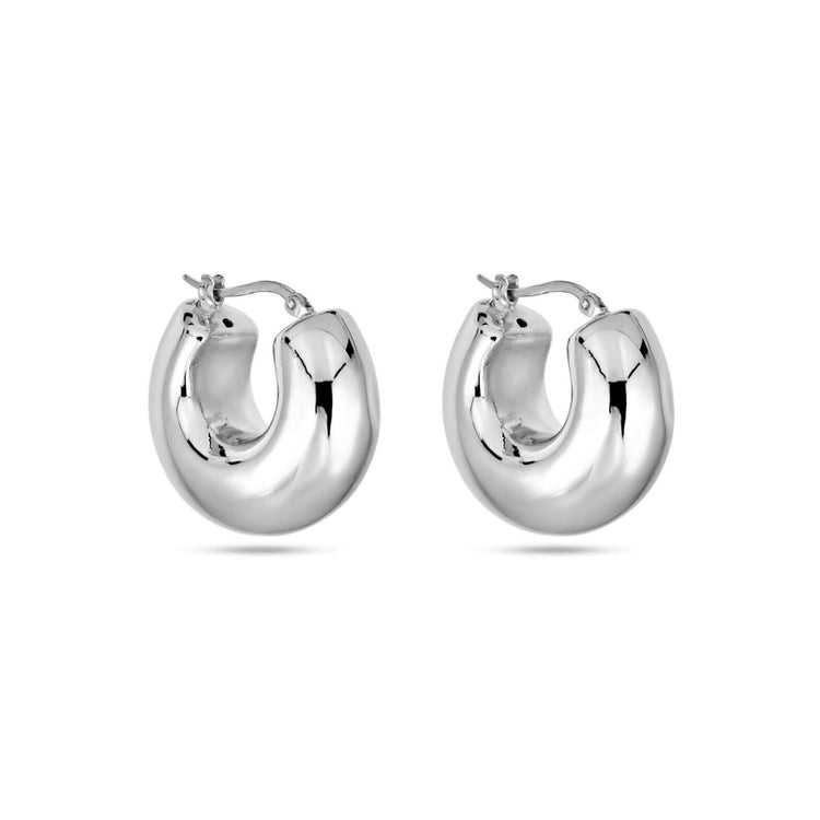 Stone and Strand Sterling Silver Silver Puff Hoops Side Image