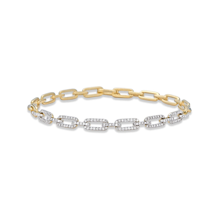 Stone and Strand 14K Yellow Gold Sparkle Pave Paper Clip Diamond Bracelet Front Image