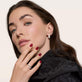 Model wearing Pave The Way Ear Climber with solid gold Stone and Strand jewelry