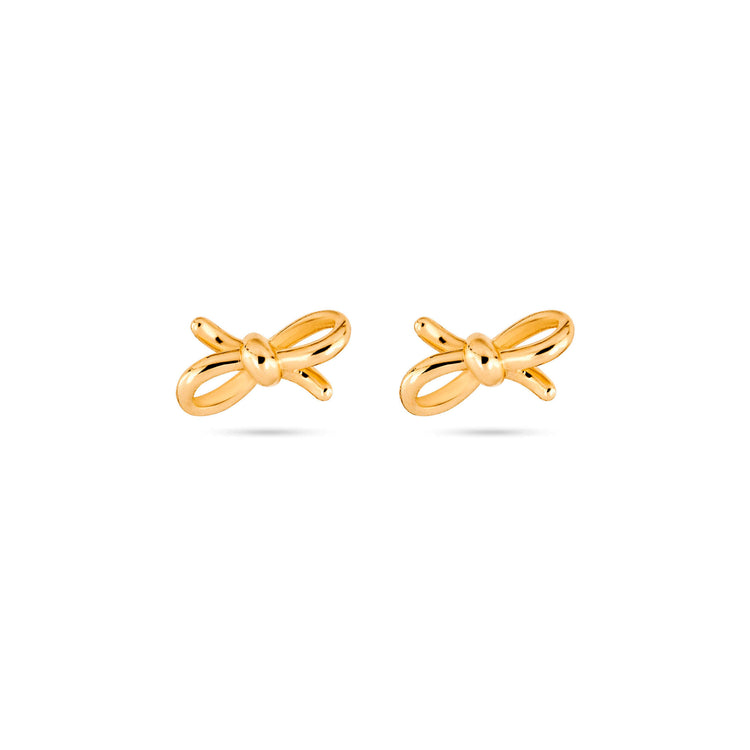 Stone and Strand 10K Yellow Gold Teeny Gold Bow Studs Front Image