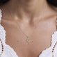 Image of 10K Yellow Gold The Salt To My Pretzel Diamond Necklace on Models Neck