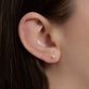 Image of 14K Yellow Gold Tiny Birthstone Earring with Aquamarine on Models Ear