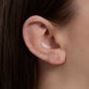 Image of 14K Yellow Gold Tiny Birthstone Earring with Peridot on Models Ear