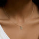 Image of 10K Yellow Gold Tiny Diamond Dog Tag on Models Neck