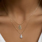 Image of 10K Yellow Gold Tiny Diamond Dog Tag with Stone and Strand Necklaces