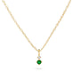 Stone and Strand 14K Yellow Gold Tiny Green Goddess Diamond and Emerald Necklace Close Up Image