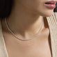 Image of 14K Yellow Gold Unflippable Tennis Necklace on Models Neck