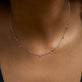 Image of 14K White Gold Teeny Dangling Diamond Bead Chain Necklace on Models Neck