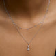 Image of 14K White Gold Teeny Dangling Diamond Bead Chain Necklace with Stone and Strand Necklaces