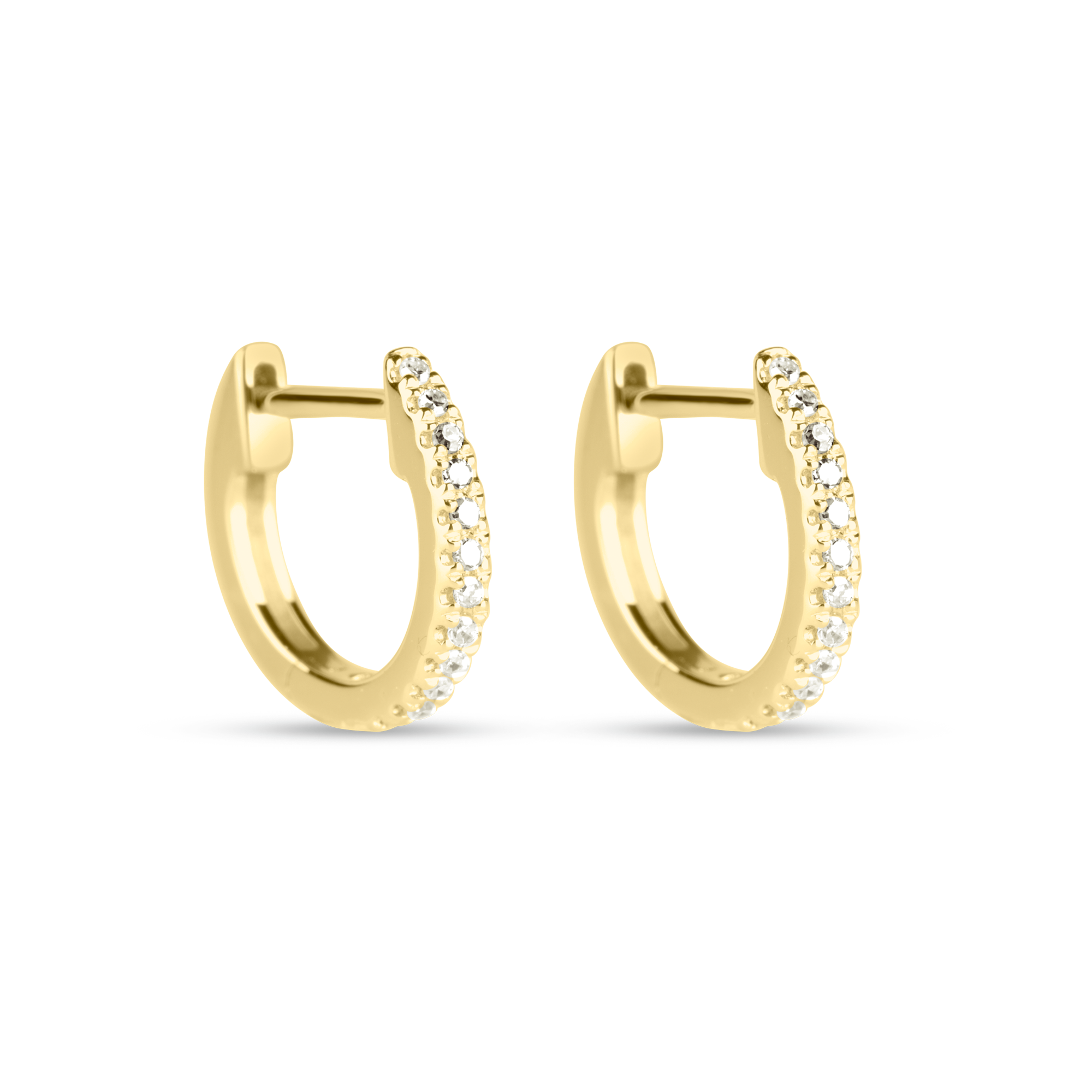 Dainty White Diamond Pave Huggie Earrings