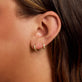 Image of 10K Yellow Gold White Topaz Double Huggies on Models Ear