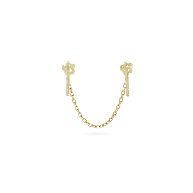 Multistone Double Stud Chain Earring