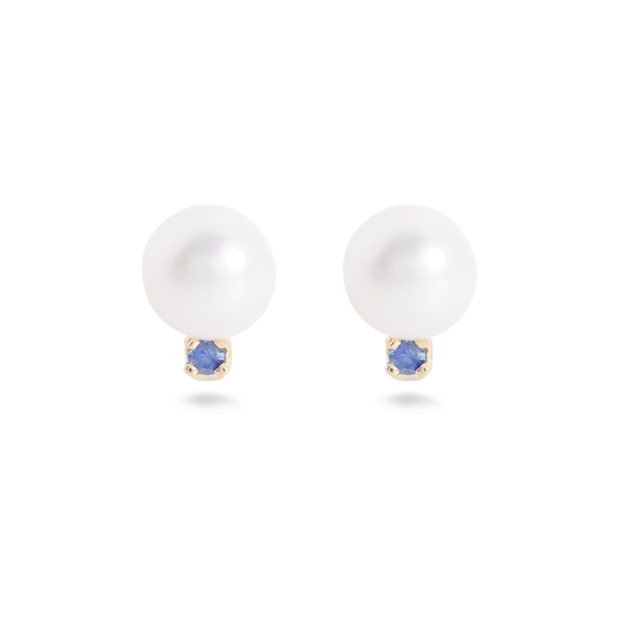 Small Pearl and Sapphire Stud Earrings – STONE AND STRAND