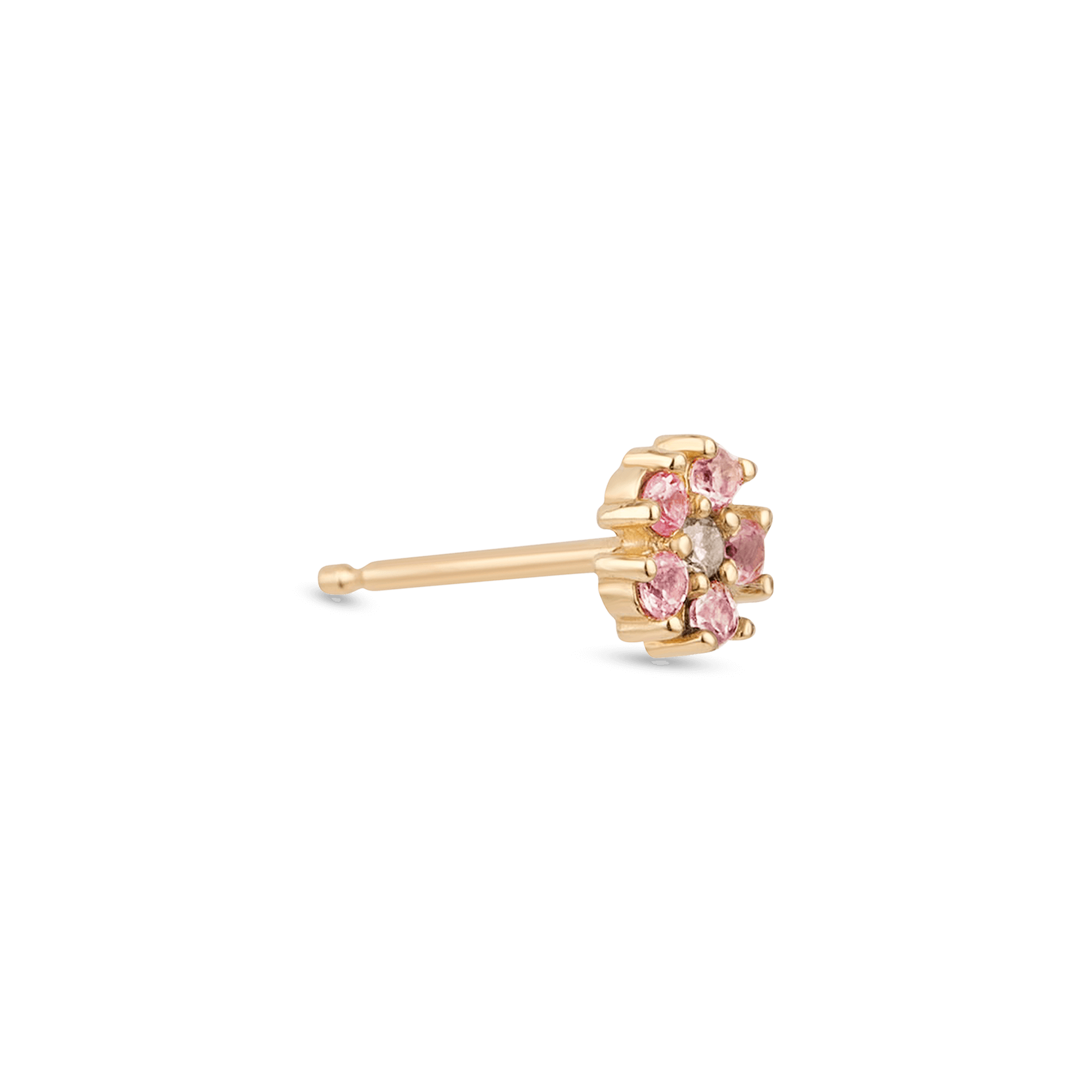 Pink Sapphire and Diamond Flower Stud – STONE AND STRAND