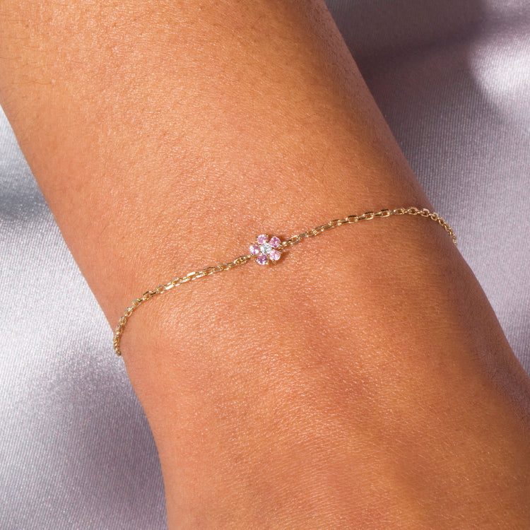 Pink Sapphire Flower Bracelet