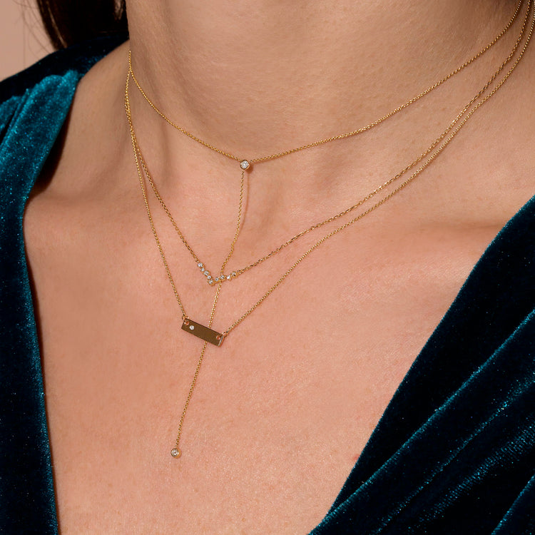  Minimalist Bar Necklace, Simple Horizontal Bar