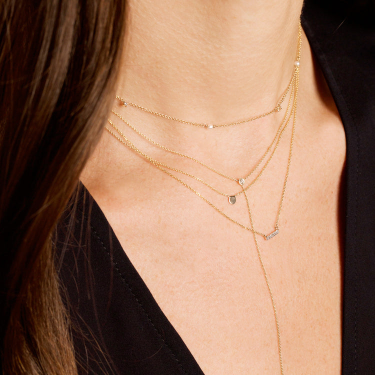 K18 diamond bar silhouette necklace-