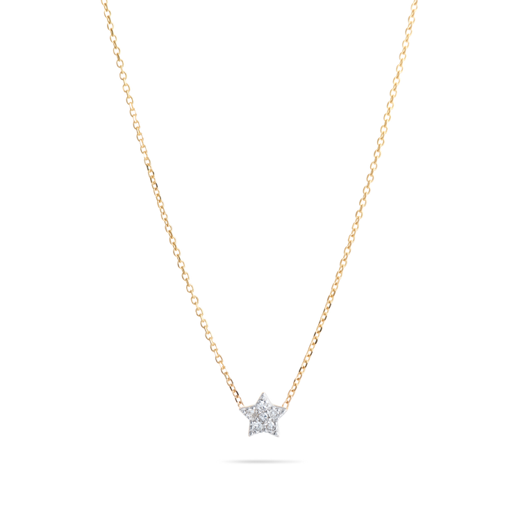 Stone and Strand 10K Yellow Gold Tiny Pave Diamond Star Necklace Front Image