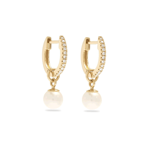 Freshwater Droplet Pearl Pave Huggies – STONE AND STRAND