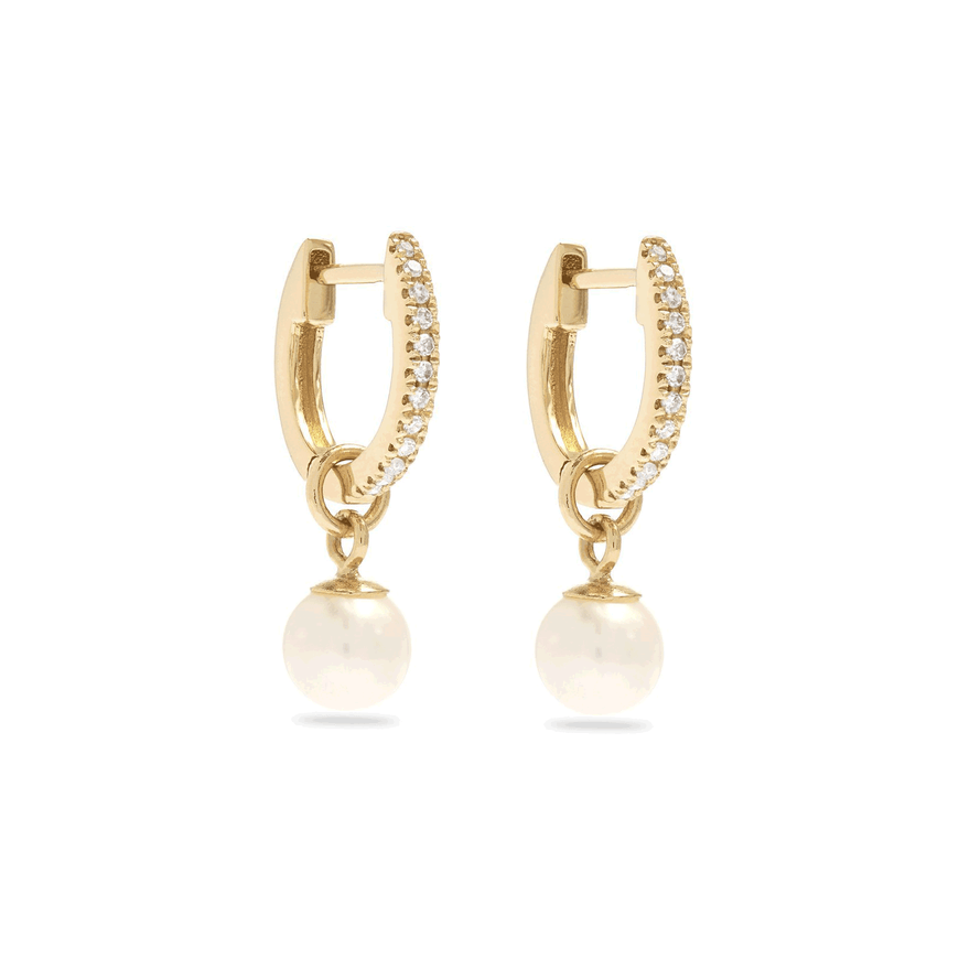 Freshwater Droplet Pearl Pave Huggies – STONE AND STRAND