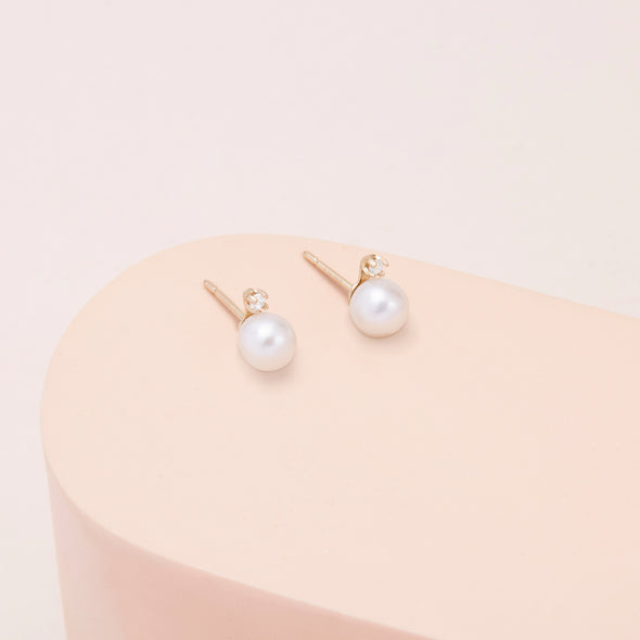 Small Pearl & Diamond Earrings – STONE AND STRAND